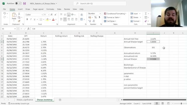 Sharpe ratio significance: Bootstrap applications (Excel) смотреть онлайн