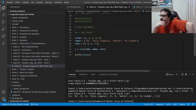 Melhor Curso de Python (Aula 6.6) Funções map, zip e filter - Parte 2 смотреть онлайн