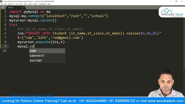 What is Insert Query in MySql using Python | Python Tutorial смотреть онлайн