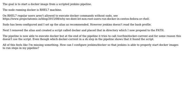 Unix & Linux: How to use docker in scripted jenkins pipeline on RHEL7? смотреть онлайн