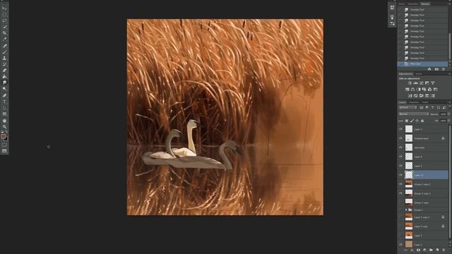 Speed Painting - Photoshop - "Autumn Light" Trumpeter Swans смотреть онлайн
