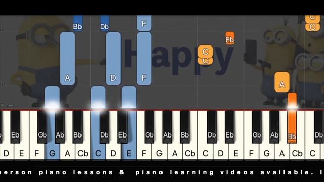 Happy Pharrell Williams Despicable Me 2 in Bb major Arr. 02 Slow speed Sheet music, Piano Lessons смотреть онлайн