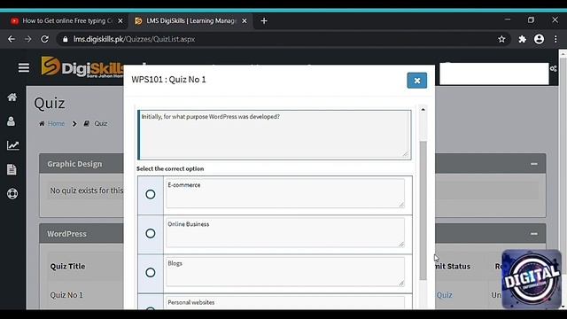 Digiskills WordPress Quiz no 1 batch 8 2020 | WordPress Quiz 1 | online earning money course. смотреть онлайн