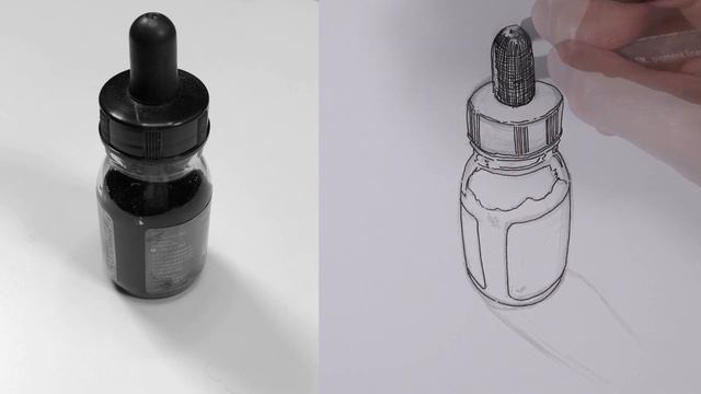 Pen and Ink Drawing - Ink Bottle with Cross Hatching смотреть онлайн