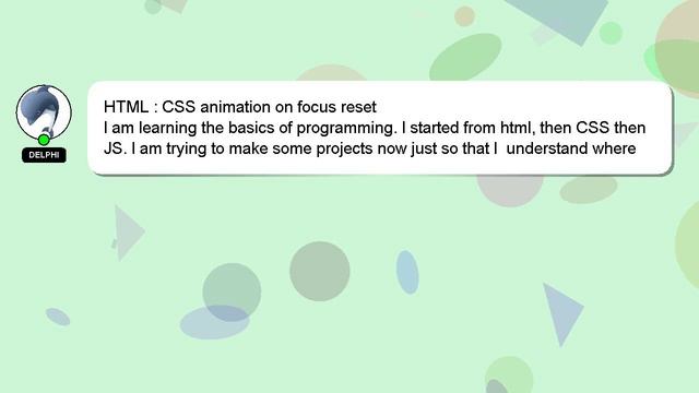 HTML : CSS animation on focus reset смотреть онлайн