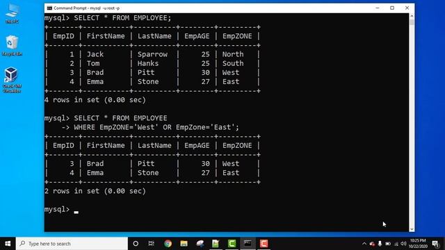 OR operator in MySQL смотреть онлайн
