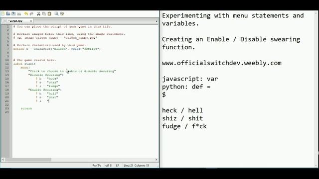 Renpy Experimentation 2 - Enable / Disable (Binary On/Off) Function смотреть онлайн