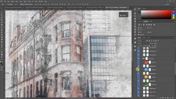 Architects - Watercolor Effect Photoshop Action