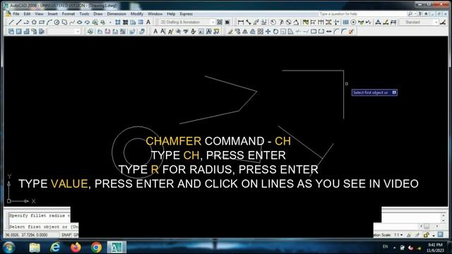 AutoCad 2D command tutorial chapter 1 trim, mirror, circle, extend, chamfer #autocad #engineering смотреть онлайн