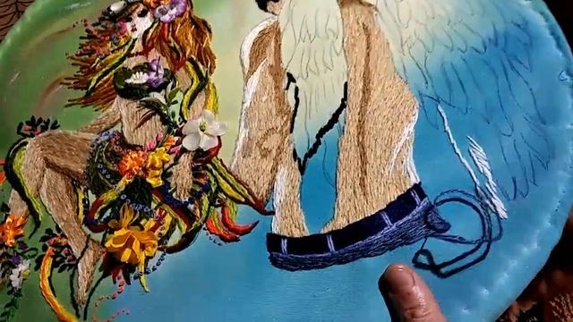 Рисую и вышиваю АНГЕЛА С КРЫЛЬЯМИ И ДЕВУШКУ / Поэтапная вышивка гладью смотреть онлайн