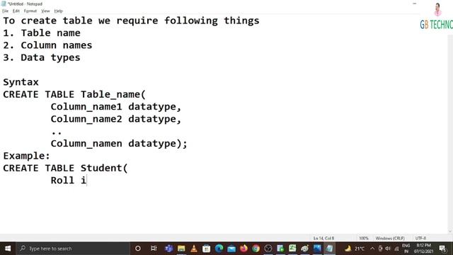 Create Table in SQL (Hindi) | CREATE TABLE Practical execution | ORACLE CREATE TABLE | GB TECHNO смотреть онлайн