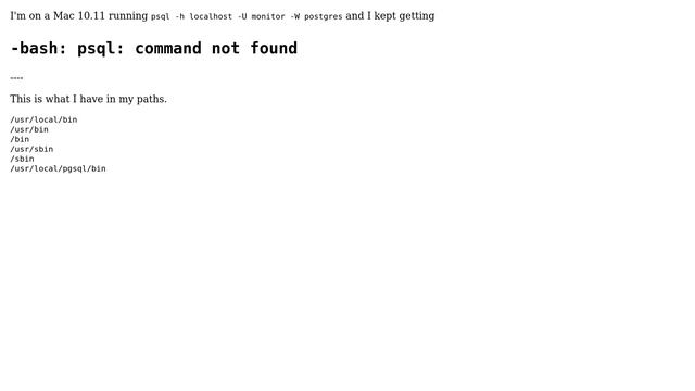 -bash: psql: command not found смотреть онлайн