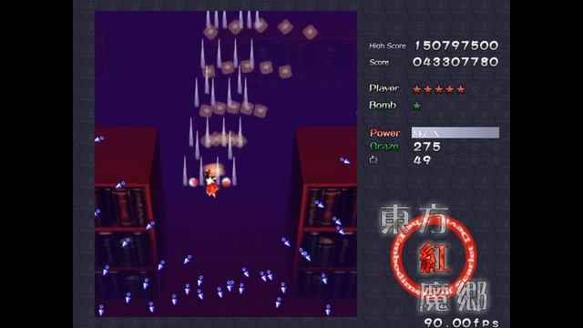 Touhou 6 - EoSD - 90 FPS Lunatic 1cc (Reimu B) смотреть онлайн