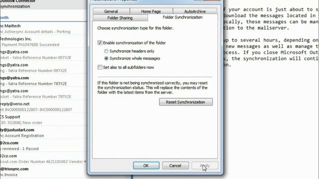 Enable, Disable Outlook folder Sync смотреть онлайн