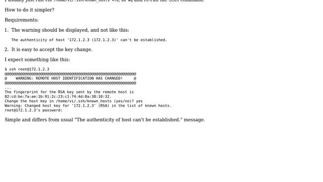 How to deal with ssh's "WARNING: REMOTE HOST IDENTIFICATION HAS CHANGED!"? смотреть онлайн