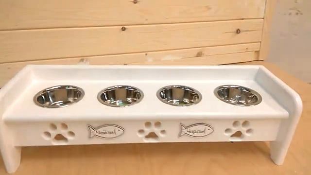 Подставка с бортиком на 4 миски для собак или кошек смотреть онлайн