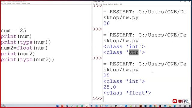 تحويل نوع البيانات في البايثون من عدد صحيح الى عدد عشري || int to float in python смотреть онлайн