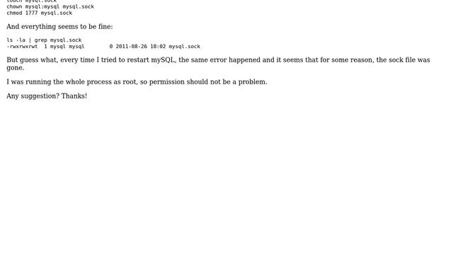 DevOps & SysAdmins: MySQL deleting the sock file and complained about the permission for it смотреть онлайн