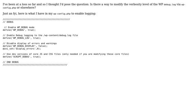 Wordpress: Control verbosity level of WP DEBUG? смотреть онлайн