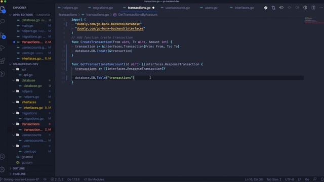 Golang course Lesson 6: DB connection pool and transaction history смотреть онлайн
