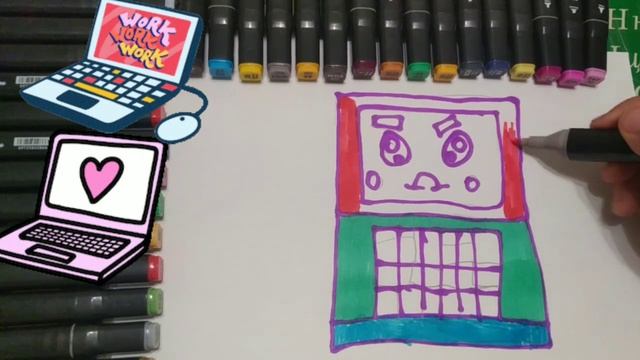 как можно нарисовать компьютер | Drawing for children nooutbook смотреть онлайн