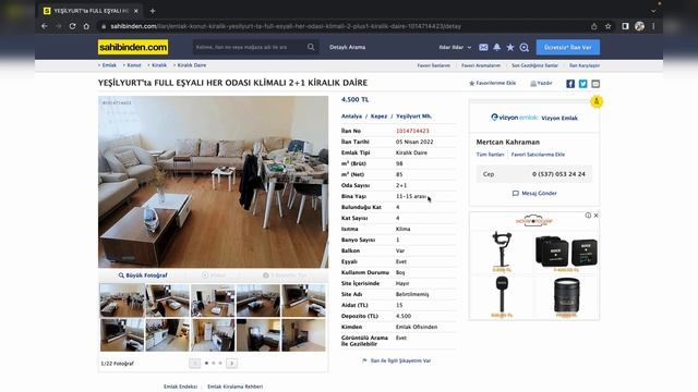 Аренда квартиры в Турции. Инструкция как пользоваться сайтом Sahibinden. Турция 2022 смотреть онлайн