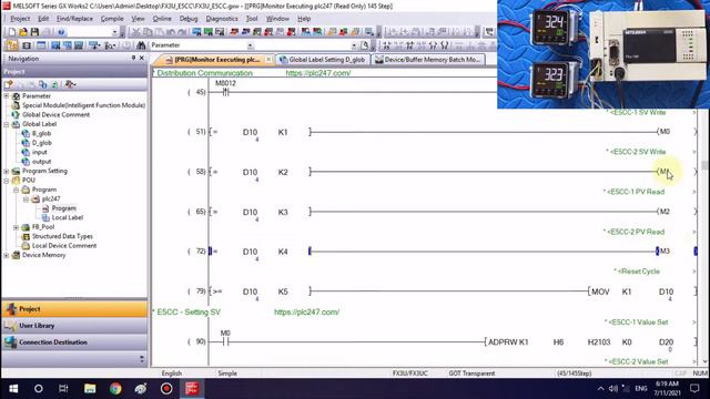 FX3U "Modbus RTU" Omron E5CC Tutorial смотреть онлайн