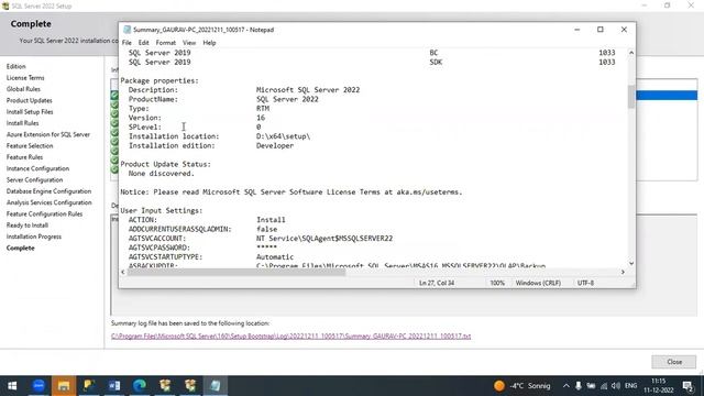 SQL 2022 installation Log Reading in HTML and Log path смотреть онлайн
