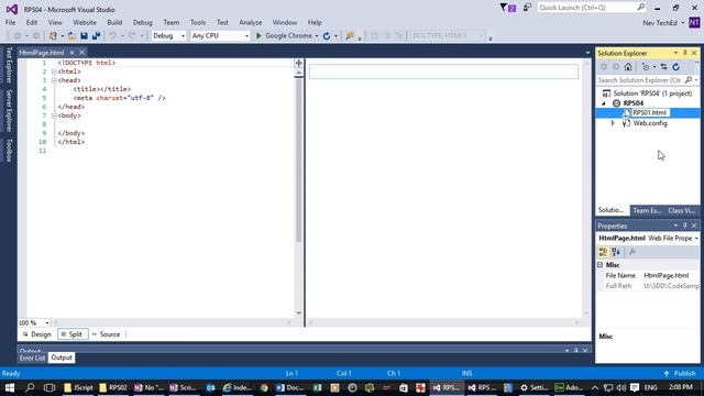 Visual Studio 2015 File Set Up For JavaScript Coding