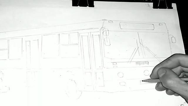 Как нарисовать автобус ребёнку на примере ЛИАЗ 5256 [TIMELAPSE] смотреть онлайн