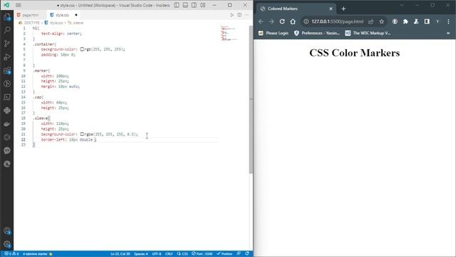 learn css color by building a set of colored markers - VS Code смотреть онлайн