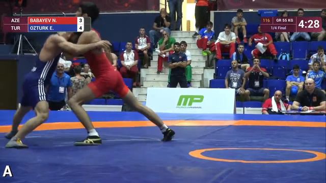 1/4 GR - 55 kg: N. BABAYEV (AZE) df. E. OZTURK (TUR), 7-6 смотреть онлайн