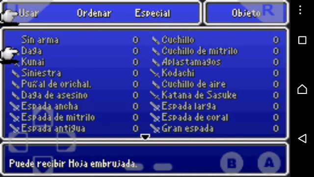 FINAL FANTASY V GBA ESPAÑOL CHEATS TODOS LOS OBJETOS