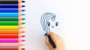 Как нарисовать милого Единорога. Мультик раскраска. Простая техника рисования для детей