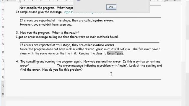 Java syntax and runtime errors смотреть онлайн