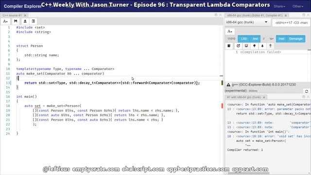 C++ Weekly - Ep 96 - Transparent Lambda Comparators смотреть онлайн