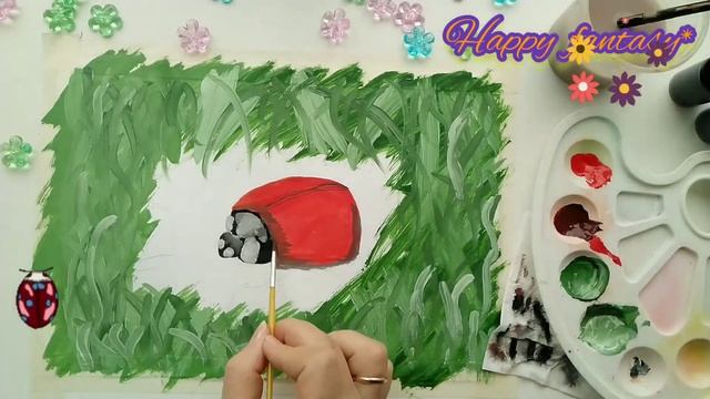 Божья коровка на цветке. Рисовать легко!!! смотреть онлайн