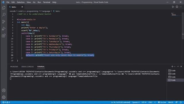 switch, continue, break in C Language смотреть онлайн