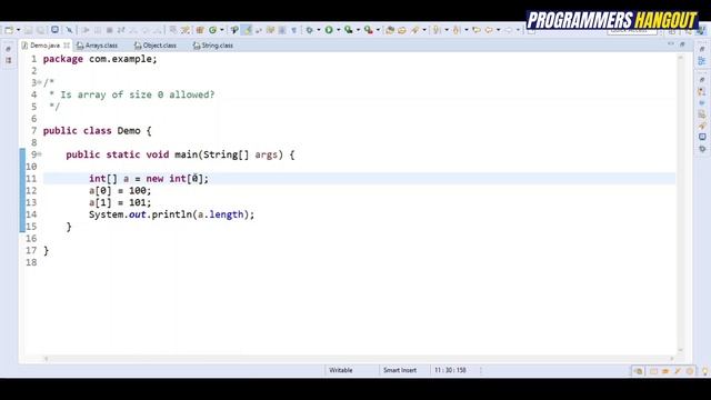 Array of size zero allowed in java | Min array size in java | Java Interview Question смотреть онлайн