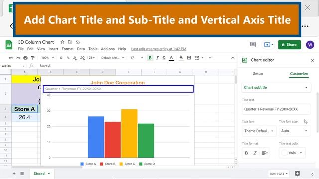 Google Sheets 3D Column Chart | How to Create 3D Column Chart in Google Spreadsheet | Edit Chart смотреть онлайн