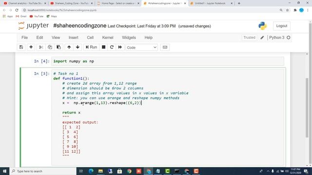 #Task1 Create 2d array from 1,12 range dimension should be 6row 2 columns #Shaheencodingzone смотреть онлайн