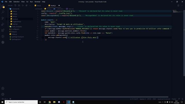 #14 Créer un bot Discord Commands/MUTE ET UNMUTE DISCORD.JS V12 смотреть онлайн