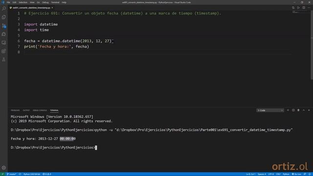 Python - Ejercicio 691: Convertir un Objeto Fecha (datetime) a una Marca de Tiempo (timestamp) смотреть онлайн