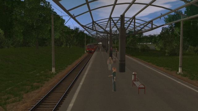 Прибытие и отправление ЭД2Т. Платформа Биленово |Trainz12 смотреть онлайн