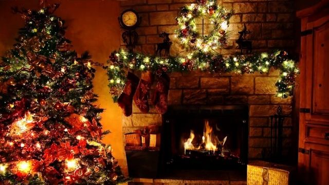 Christmas Music and Fireplace with Steel Guitar смотреть онлайн