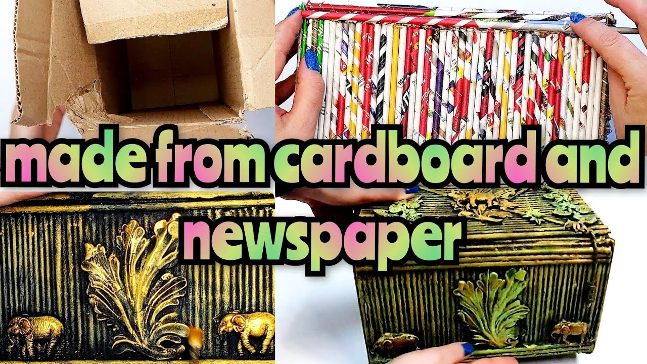 Декор коробки из подручных средств (газет и салфеток). Переделка коробки. Африканский стиль. смотреть онлайн