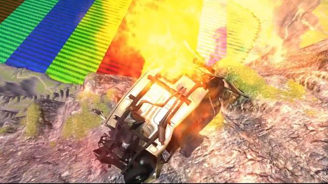 BeamNG Drive - Leap Of Death Car Jumps & Falls Into Colored Pool