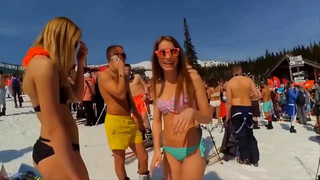 Шерегеш.  Спуск в купальниках.  Закрытие горнолыжного сезона.