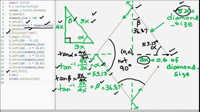 Basic Python Turtle Code: Ace of Diamonds смотреть онлайн