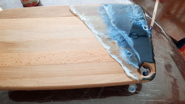 Край доски морем из эпоксидной смолы. Мастер-класс подробно.